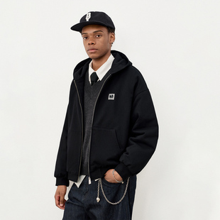 714street日系连帽卫衣开衫 潮牌夹棉外套宽松针织棉服男 2025冬季