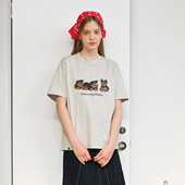 2026春夏宽松纯棉情侣T恤男女同款 714street美式 复古小狗印花短袖