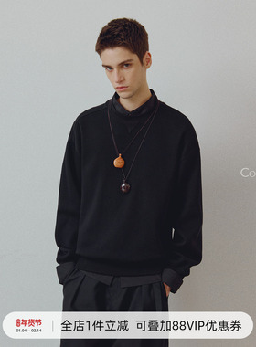 714street高端线BEHALF 交叉领 立体蜂窝肌理混纺棉 茧型短宽卫衣