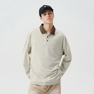 条纹长袖 714street美式 新款 男2024秋季 t恤复古翻领情侣卫衣 POLO衫