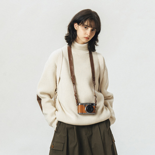 日系复古上衣撞色拼接针织衫 714street高领毛衣男2023秋新款 线衫