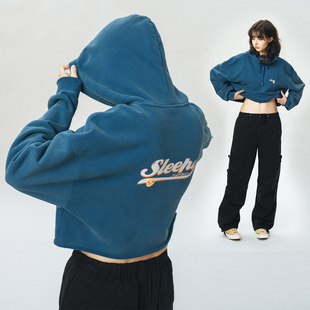 原创印花外套 套头衫 714street潮牌男女短款 连帽卫衣2024春秋新款