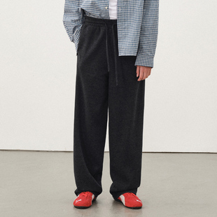 子男 松弛感老钱风裤 714street仿羊绒毛呢垂感卫裤 2025秋冬休闲裤