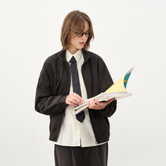 714street仿羊绒毛呢立领夹克男2025秋冬卫衣外套老钱风穿搭上衣