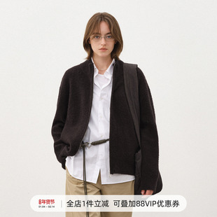 714street秋冬拉夫风立领竖纹毛衣开衫2025老钱风穿搭针织外套男