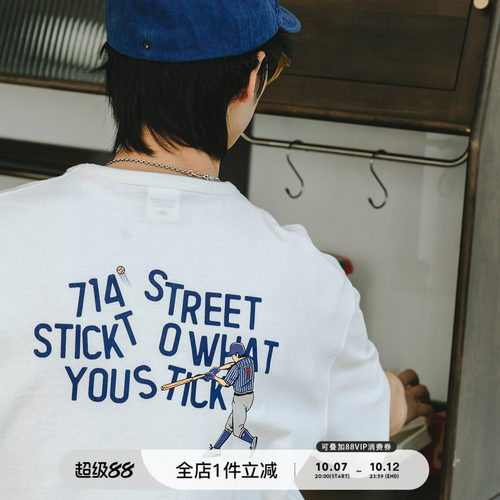 714Street短袖日系复古青年t恤