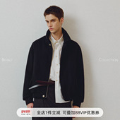 100%羊毛 714street高端线 BEHALF 编织肌理螺纹四袋拉链抽皱夹克