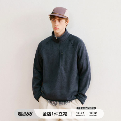 中间层针织抓绒衣软壳半开领夹克