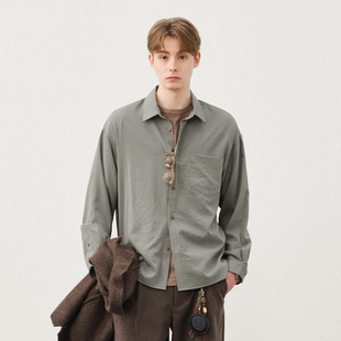 新款 男肌理感秋季 美拉德穿搭上衣 衬衫 714street轻薄抗皱宽松长袖