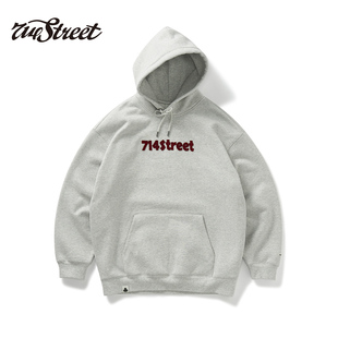 重磅500g宽松情侣帽衫 714street刺绣logo连帽卫衣男女款 秋冬新款