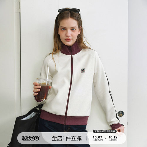 女版花纱复古撞色开衫卫衣