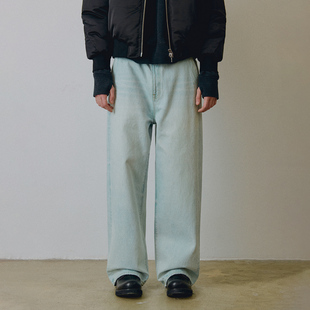 714street高端线BEHALF 土耳其进口「奶油冰蓝」水洗大直筒牛仔裤