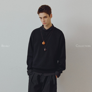 茧型短宽卫衣 立体蜂窝肌理混纺棉 714street高端线BEHALF 交叉领