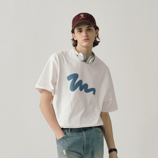 体恤重磅纯棉打底衫 714street潮牌美式 新款 t恤男夏季 情侣印花短袖