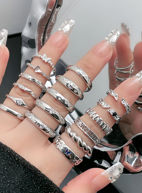 简约个性素圈小巧百搭开口戒指女中性风气质小众设计感叠戴食指环