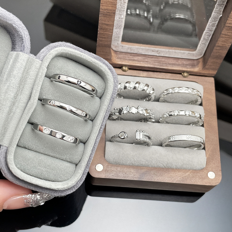 细圈微镶简约环形时尚戒指女可调节百搭通勤个性情侣指环小众配饰