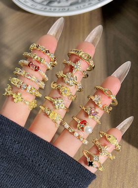 宫廷夜宴中古风简约高级感微镶气质开口戒指轻奢时尚甜酷百搭指环