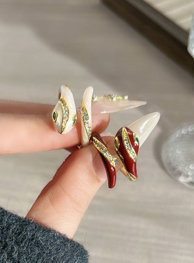 新款ins韩版气质灵蛇双色小众设计感戒指女轻奢高级感冷淡风指环