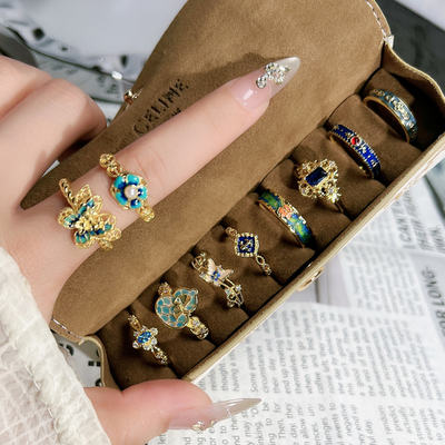 小众设计感新中式轻奢高级感珐琅蝴蝶精致开口戒指女时尚气质指环