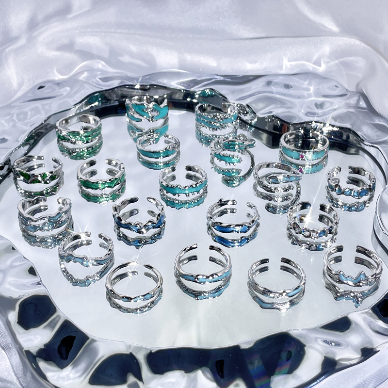 简约不规则肌理滴釉开口戒指女小众设计气质个性高级感时尚食指戒