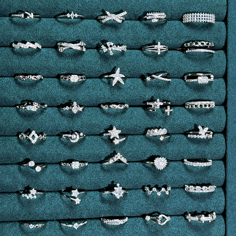 碎钻合集星星十字架几何造型微镶个性简约戒指冷淡风时尚百搭指环