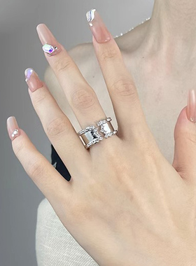 欧美气质镜面设计开口戒指女小众设计感时尚个性简约ins风指环潮