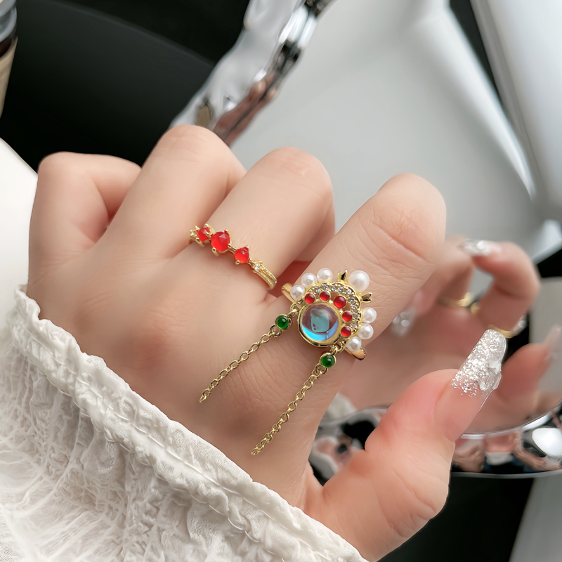 新款国潮民族风京剧脸谱戒指女小众个性轻奢高级感独特气质食指环