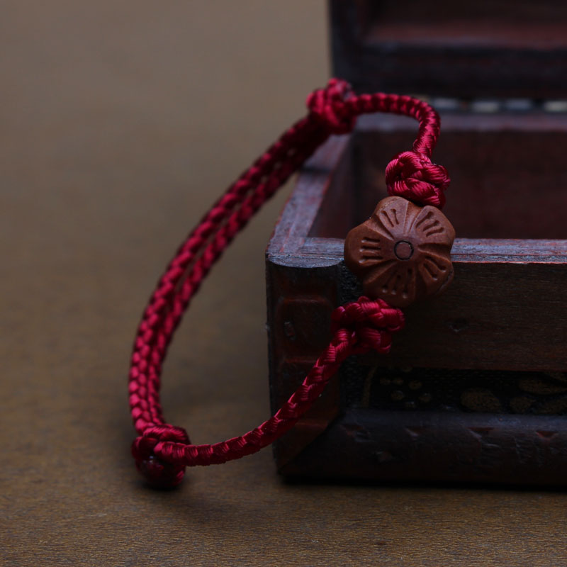 蛇本命年桃核成人儿童红绳手脚链