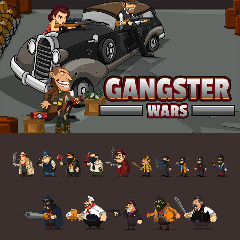 2d防守射击游戏全套gui素材源文件横版卡通枪战休闲手游角色界面