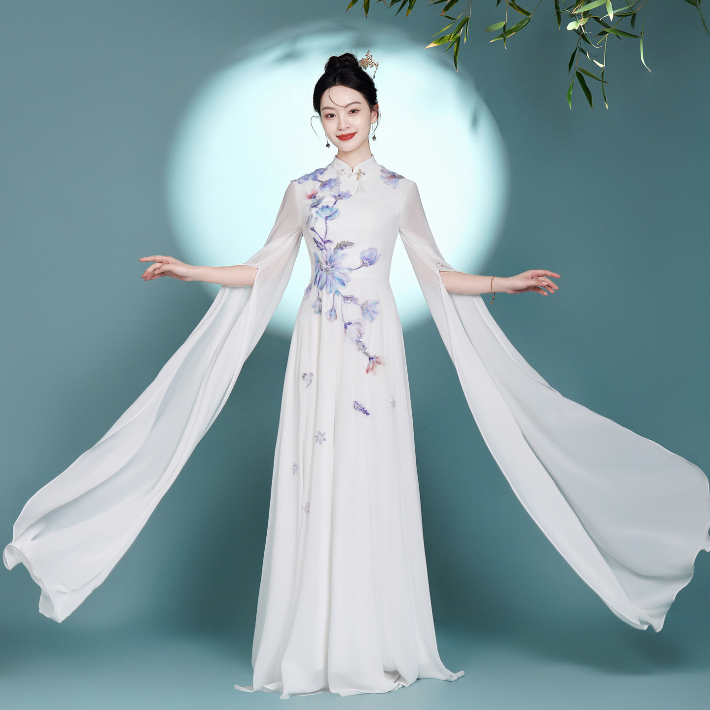 2026新款高端古筝演出服艺考合唱团民乐演奏舞台表演主持礼服长裙