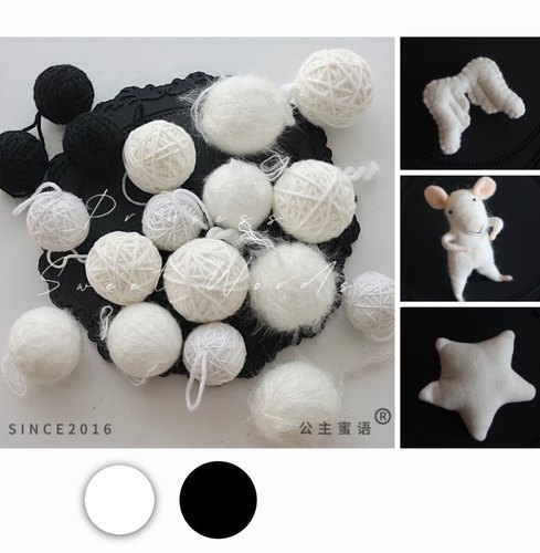 黑白 绕球+玩偶 圣诞树装饰球挂件duy配件花艺资材公主蜜语双十一