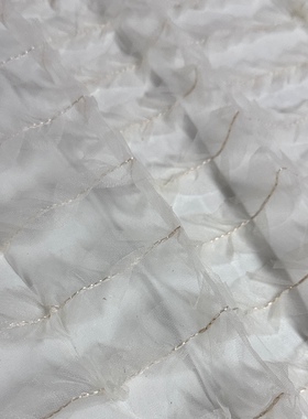 蓝色粉色荷叶边蕾丝网纱布料礼服毕业设计高端连衣裙diy服装面料