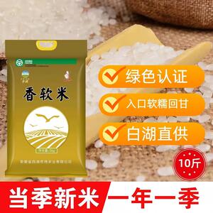 白湖香软米10斤白湖大米粳米香米煮饭熬粥煮粥真空包香软糯新米
