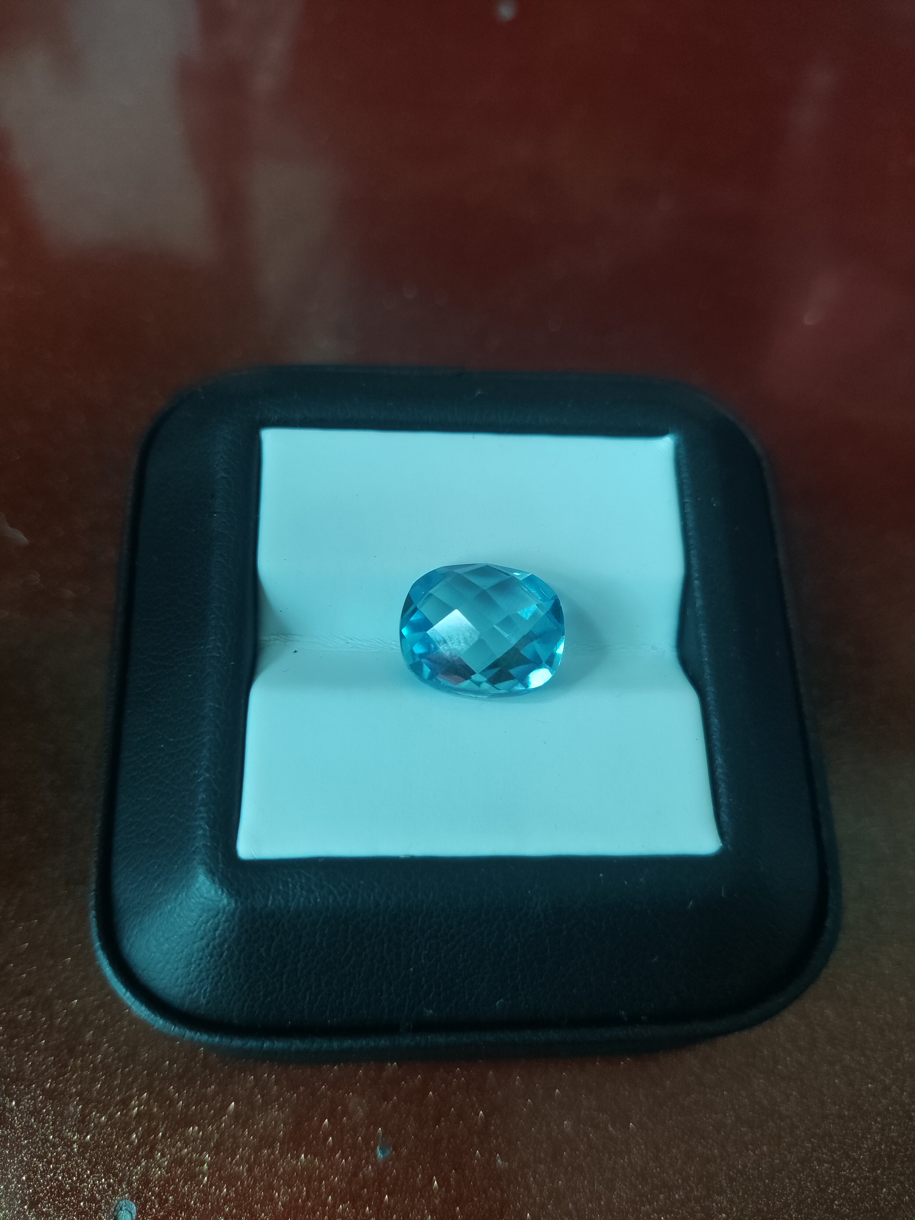 天然瑞士蓝托帕石肥长方形10×12mm(6.61ct)镶嵌裸石
