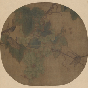 《葡萄草虫图》临摹课材料包：彩稿、线稿、绢、画框、颜料、胶