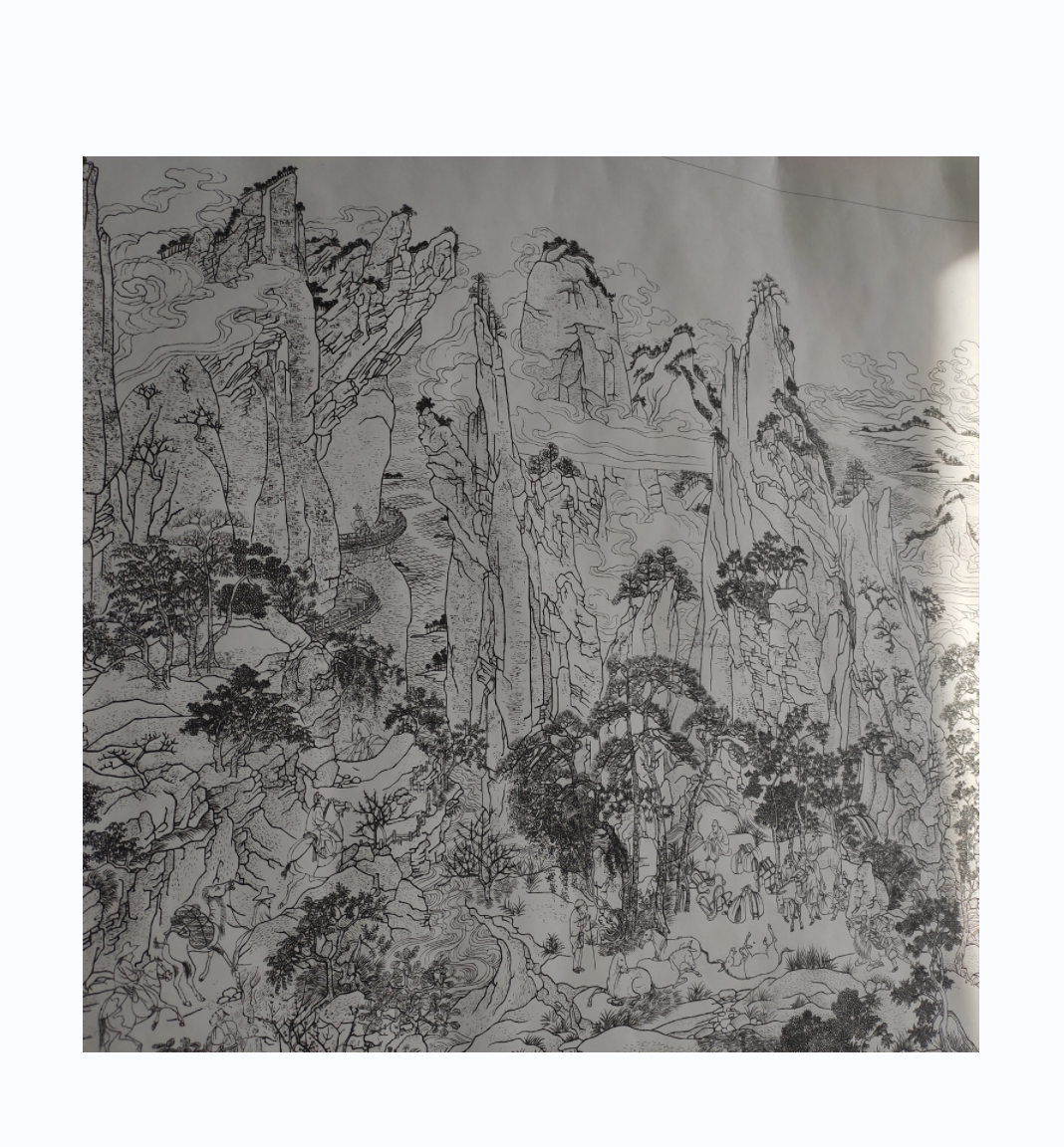 明皇幸蜀图临摹专用微喷线稿韩国绢高清喷绘57-79.6cm