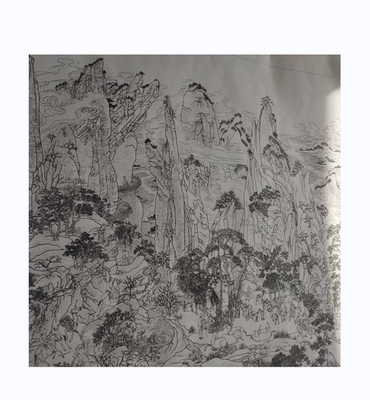明皇幸蜀图临摹专用微喷线稿韩国绢高清喷绘57-79.6cm