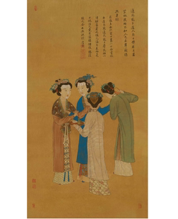 《王蜀宫妓图》临摹专用微喷白描稿韩国绢高清喷绘69.8-126.6cm