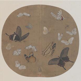 《晴春蝶戏图》临摹课材料包：彩稿、线稿、绢、框、颜料、胶、砚