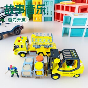 叉车升降车文艺车玩惯性声光套装