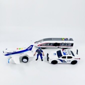 警车高铁直升机儿童惯性声光塑胶益智文艺车玩交通运输玩具车套装