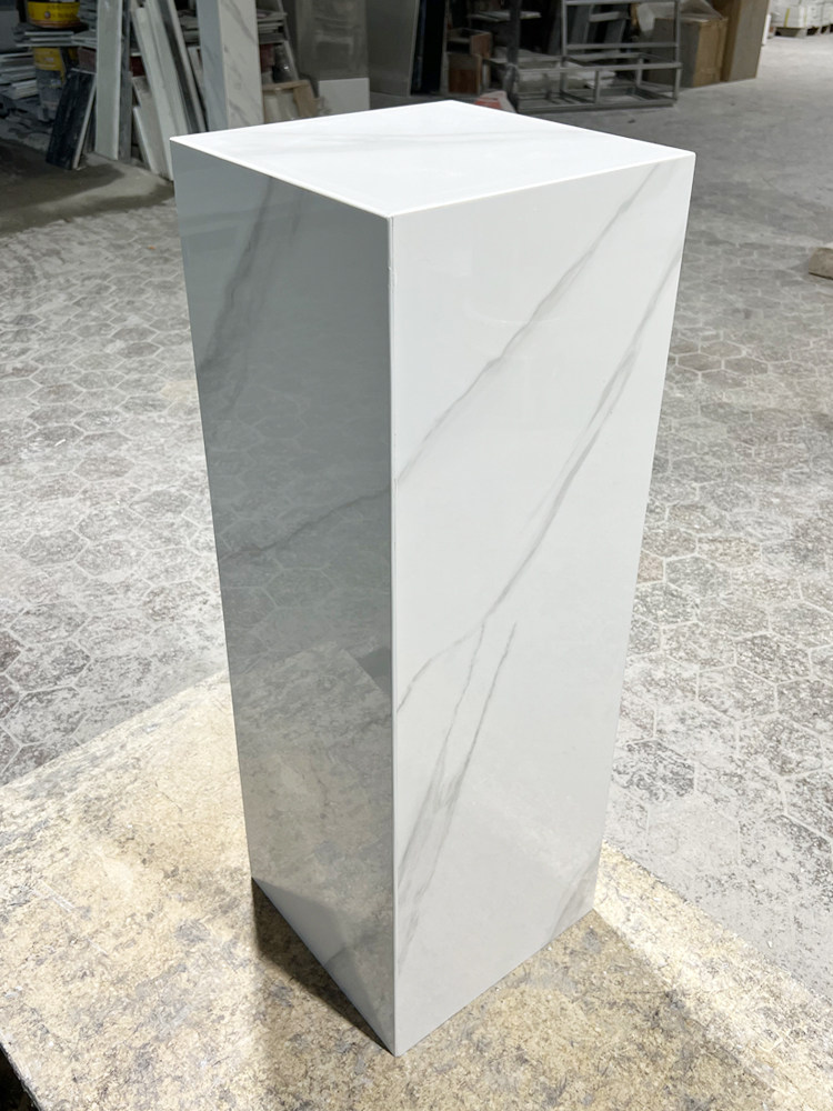 岩板亮光雪山白 现代简约底座展台 售楼处酒店艺术品装饰台基座