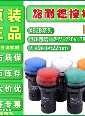 施耐德LED指示灯 XB2BVM3LC绿色220V信号灯22mm DC24V红黄蓝380V