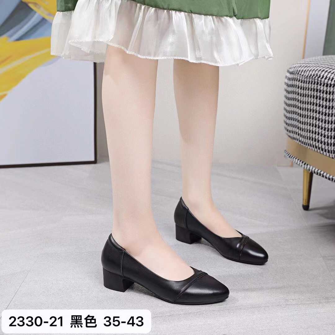 赛狼黑色女皮鞋Office lady leather shoes