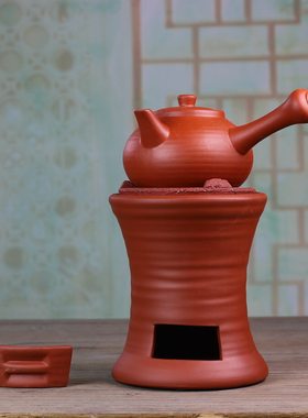 中式风炉烧水茶炉壶潮州红泥烧火茶炉炭炉功夫煮茶器配水煮煮茶