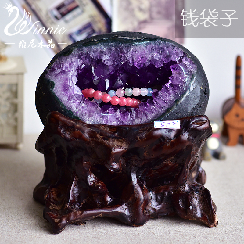 维尼天然紫水晶洞簇摆件
