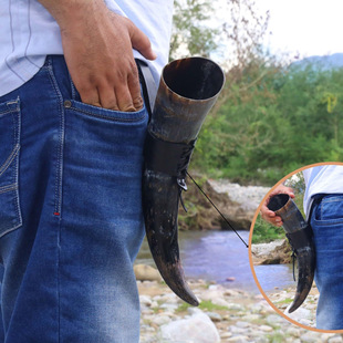 美国代购Multiple▽手作维京派对配有皮套啤酒杯牛角杯冷热饮酒具