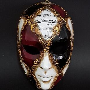 阿尔巴尼亚代购 ▼手作假面化妆舞会音符乐谱红黑拼接面具 Mask