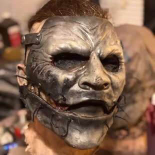 美国代购 手作哥特万圣节角色扮演乳胶皮革绑带扣环面具 Mask㊣