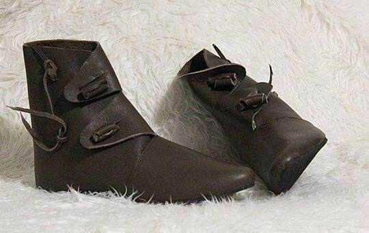 Leather㊣意大利代购 手作中世纪复古维京人棕色皮革短筒平底靴